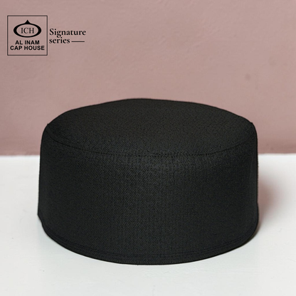 Front top view of AL INAM Islamic Prayer Cap ICH-0000-A09 featuring soft breathable fabric, premium stitching details and traditional Muslim kufi cap design for everyday Islamic wear.