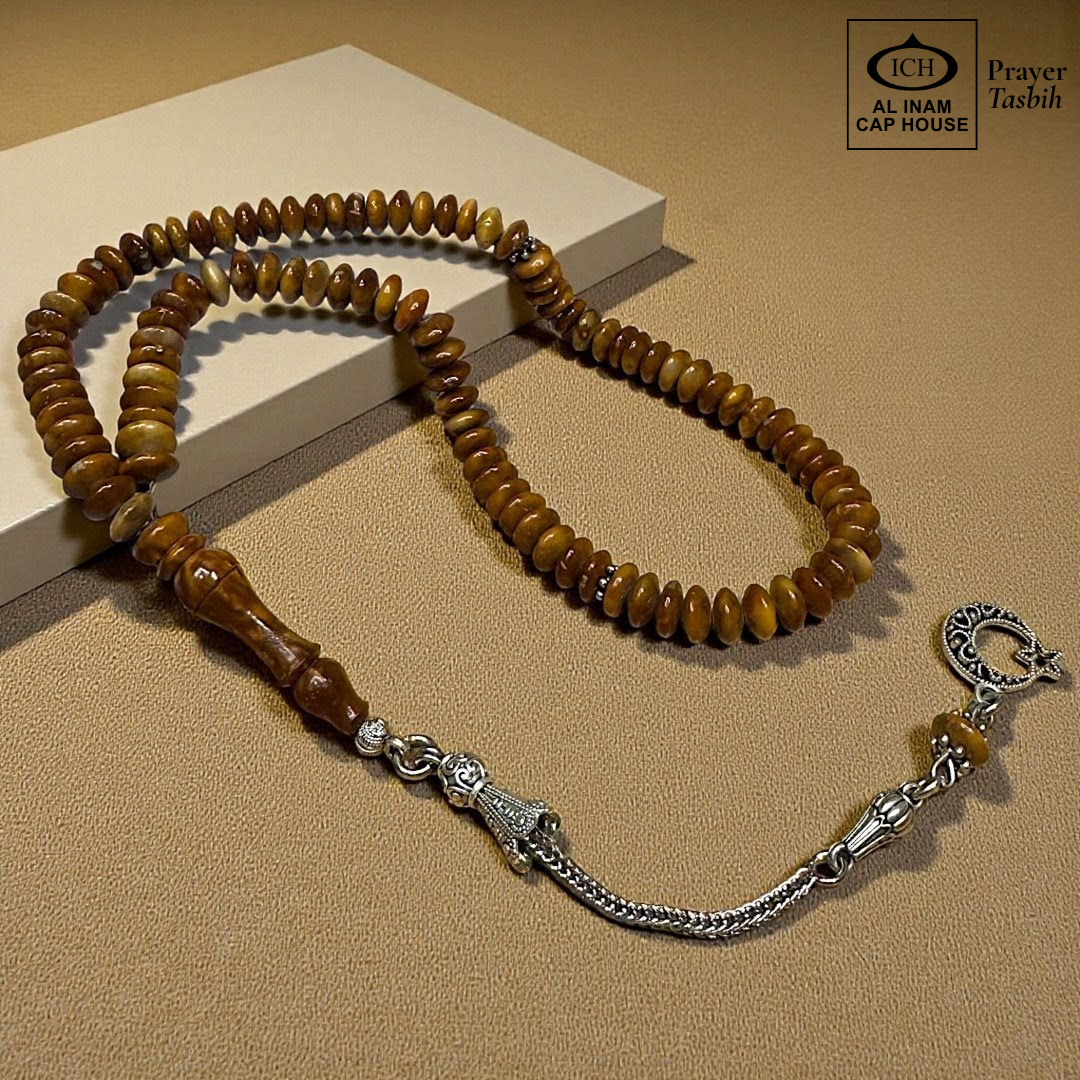 Main display view of AL INAM Koka Tasbih ICH-0000-T09 handcrafted with authentic Kokka wood beads featuring rich natural wooden textures and grain patterns, premium Islamic prayer beads for dhikr, duas, Ramadan, Hajj, Umrah and daily spiritual use.