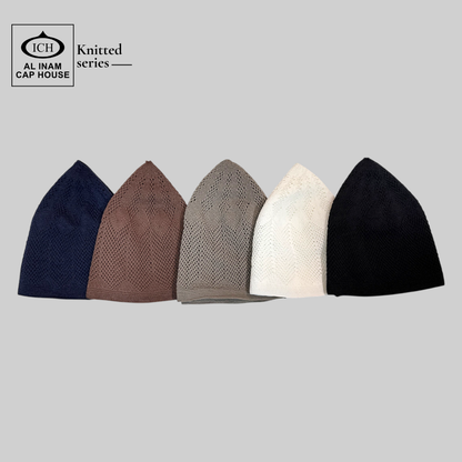All colors collection of ICH Turkish Islamic Knitted Caps featuring premium Turkish craftsmanship, breathable knitted cotton fabric, elegant kufi cap designs and comfortable Islamic headwear for Muslim men.