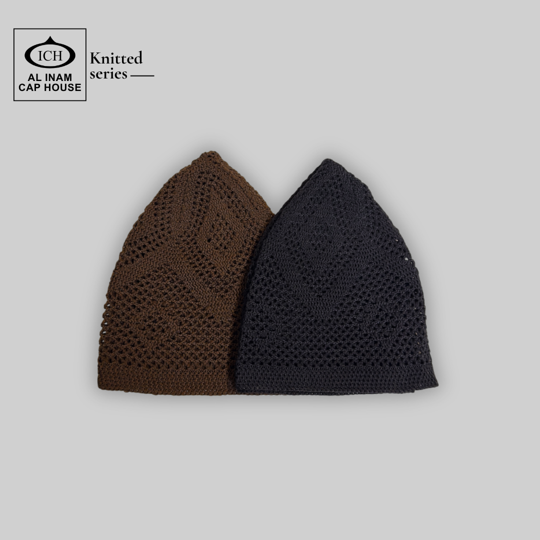 All colors collection of ICH Turkish Islamic Knitted Caps featuring premium cotton blend fabric, Turkish knitted craftsmanship, breathable comfort and elegant kufi cap designs for Muslim men.