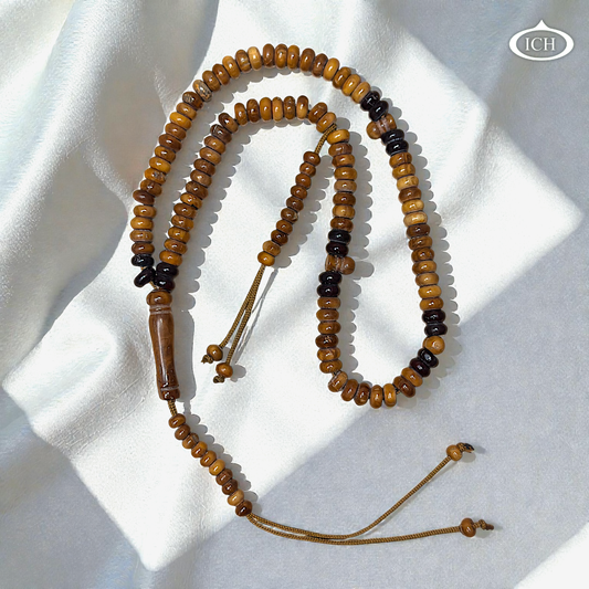 Handcrafted Turkish Kokka tasbih with smooth polished beads, premium Islamic tasbeeh made from rare Kuka wood