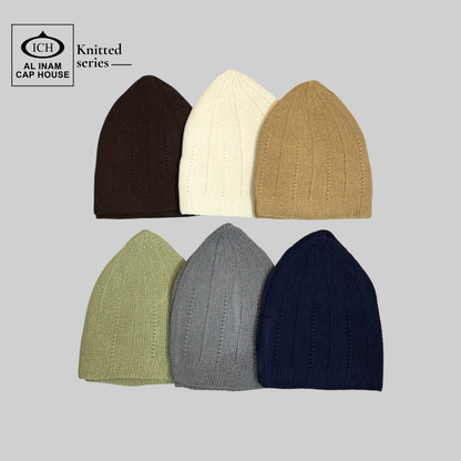 All colors collection of ICH Turkish Islamic Knitted Caps featuring premium Turkish craftsmanship, breathable knitted cotton fabric, elegant kufi cap designs and comfortable Islamic headwear for Muslim men.